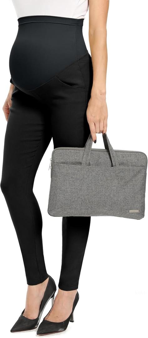 fitglam Women's Maternity Pants for Work & Pregnancy - Office Over The Belly Stretch Skinny Leg Pants with Pockets (Large, 01 Update Black)
