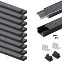 VST 20pack 3.3ft LED Channel, U Shape Led Diffuser Channel, LED Aluminum Channel System with Black Cover, End Caps and Mounting Clips, Aluminum Profile for LED Strip Light Very Easy Installation (3.3 FT 20 pack)