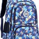 Geometric-Print Backpack for Boys Middle-School Elementary Bookbags