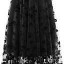 Skirts for Women Midi Long Length Dressy Casual Trendy Summer Tulle A-Line Floral High Waist Skirt, Medium