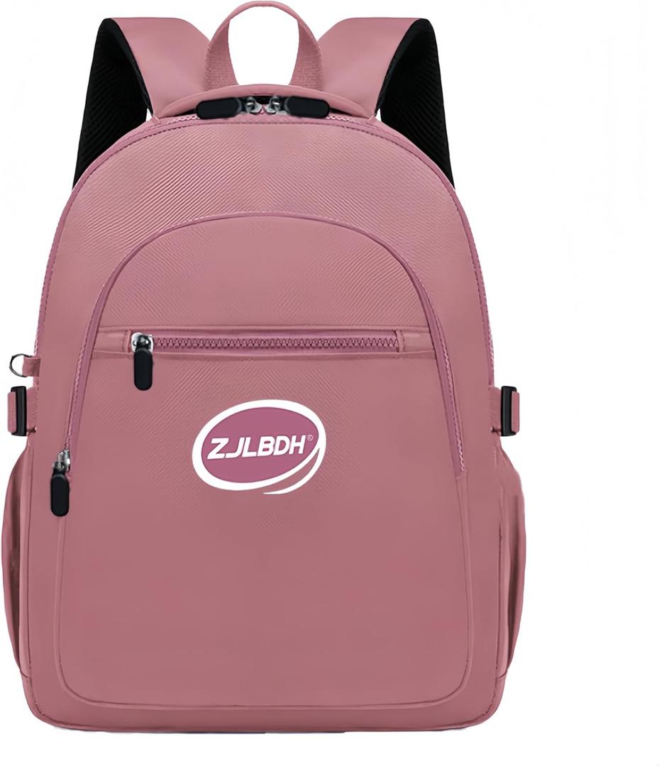 ZJLBDH 25L Classic Backpack, Polyester, Water Resistant, Multiple Front Zippered Pockets, Padded Back, Adjustable Straps (Pink) Pack Of 4