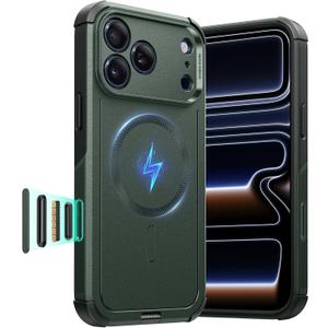 ESR for iPhone 17 Pro Case, 7X Military-Grade Drop Protection, Shock-Absorbing Rugged Cover with Camera Control Button, MagSafe Accessories Compatible, Cyber Series, Olive Green