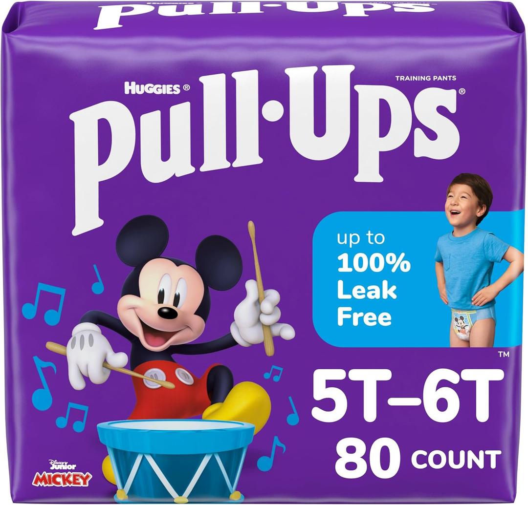 Pull-Ups Boys' Potty Training Pants, 5T-6T (46+ lbs), 80 Count (2 Packs of 40)