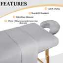 Kinlop 3 Piece  Microfiber Massage Table Sheet Set  3 Piece Set Includes Massage Flat Sheet Fitted Sheet and Massage Face Rest Cover Stain Wrinkle-Resistant(Light Gray)