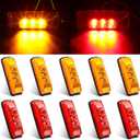 10 Pcs 3.9 Inch 3 LED Trailer Truck Side Marker Lights Amber & Red Indicator Lights Waterproof Sealed Surface Mounted 12v for Rv Truck Trailer Exterior Accessories