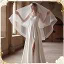 Jiuguva White Bridal Veil 2 Tier Wedding Veil with Horsehair Trim Comb Tulle Veils for Brides Shower Wedding Party Gift