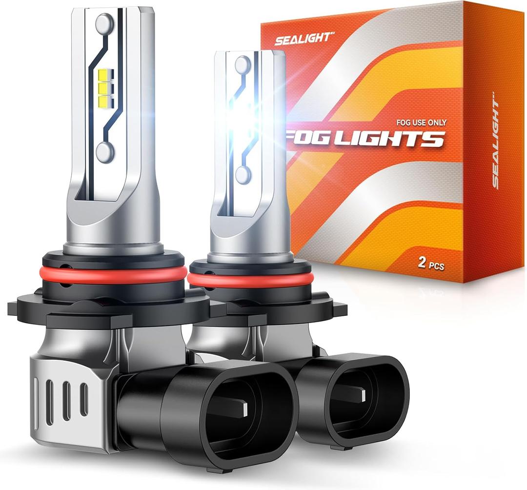 SEALIGHT 9006/HB4 Fog Light Bulbs or DRL, 12000LM 9006 Hb4 Fog Lamp Bulbs 6500K White Fog Lights or Daytime Running Light 1:1 Size Plug ang Play, Non-polarity, Interior Lighting, Pack of 2