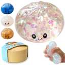 Dumpling Squishies with Steamer Box, Cute Bao Bun Squeeze Toy, Colorful Dumpling Stress Balls Sensory Fidget Toy for Stress Relief, Stretchy Desk Toy, Party Favor Gift for Teens & Adults (White)