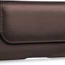 Leather Cell Phone Holster Case with Belt Holder Clip for iPhone Pro Max, Plus 17 16 15 14 13 12, Samsung Galaxy FE, Plus S25 S24 S23 S22, L-Coffee