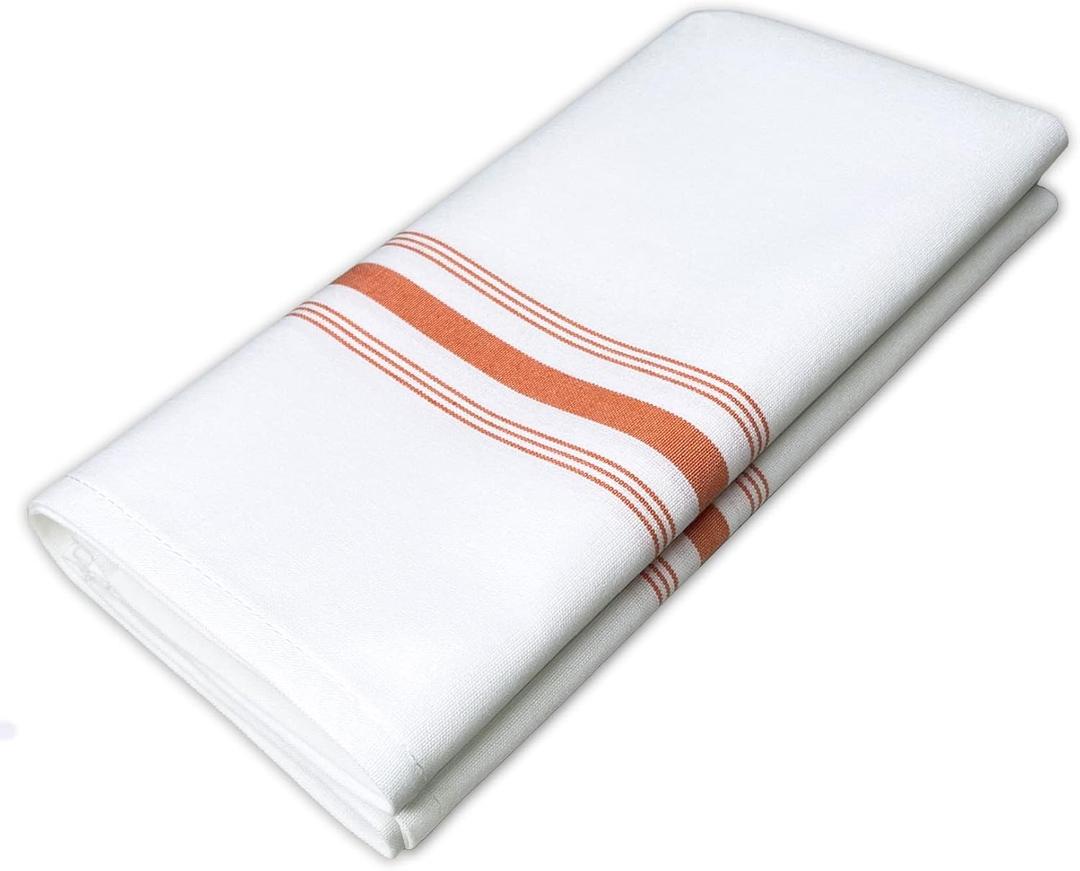Restaurant Cloth Napkins Set of 12 Pack, Dinner Napkins Cloth Washable 18 x 22 Ins, Reusable Table Napkins Cloth, No Iron,No Fade, Easy to Remove Stains, Orange Stripes