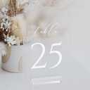 JINMURY Frosted Arch Table Numbers for Wedding, 5x7 Inch Acrylic Table Numbers 1-25 with Stands, Frosted Acrylic Arch Tabletop Sign with Holder for Centerpiece, Reception, Wedding, Party, Event