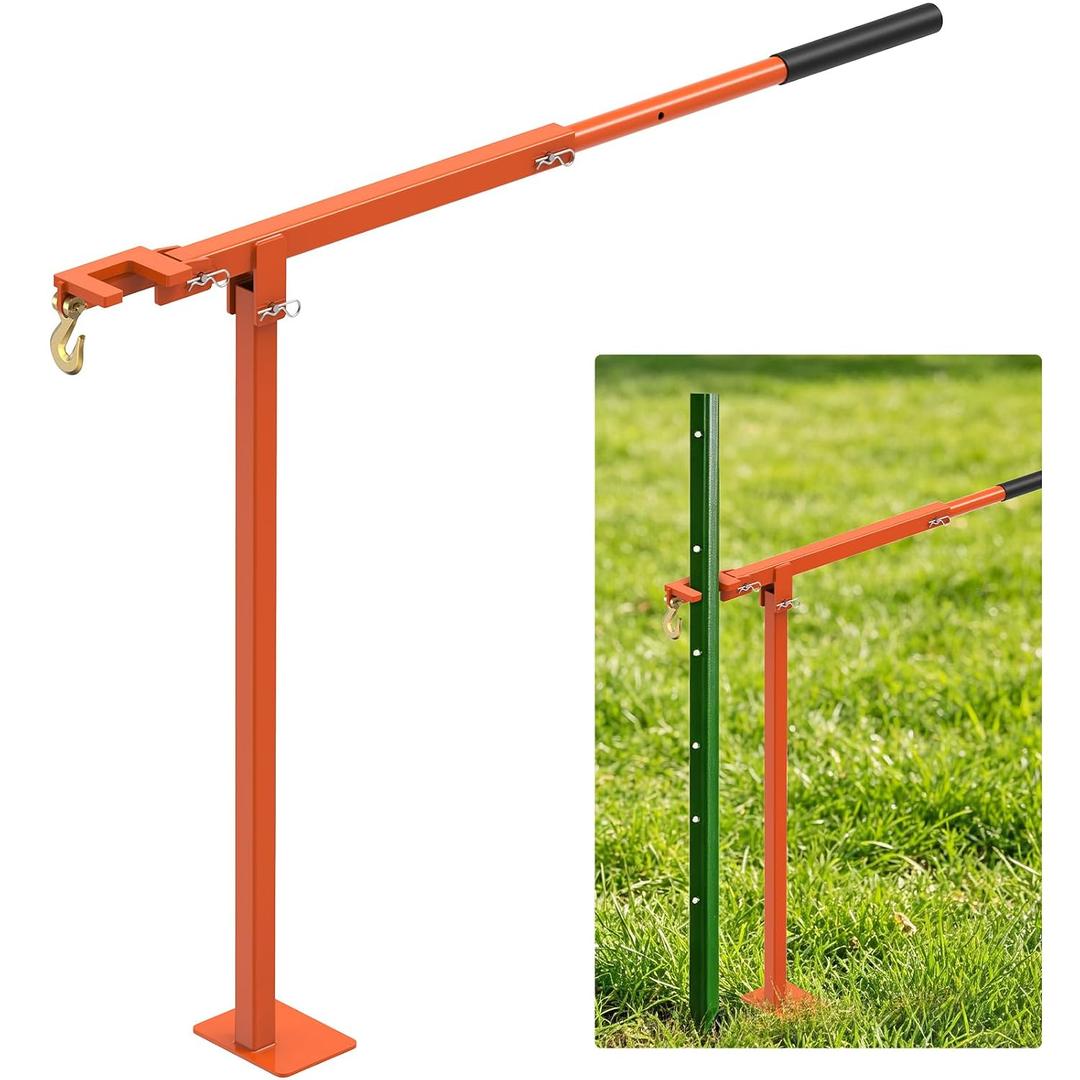 Insaga T Post Puller Heavy Duty – 36" Fence Post Puller Tool with Telescoping Handle, Carbon Steel Post Remover for T-Posts, Wood Stakes, Sign Posts & Tree Stumps – Foldable Design for Easy Storage