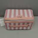 BOYATU Travel Makeup Bag for Women: Large Cosmetic Bag Set of 3 - PU Leather Make up Bag with Compartments - Compact Waterproof Toiletry Bag with Divider & Handle (B-1-Pink)