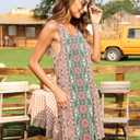 AUSELILY Women's Summer Dress Sleeveless Floral Mini Dresses with Pockets Bohemian Dress 2025 New (Black, L)