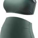 GINKANA Maternity Bikini Set Two Piece Pregnancy Swimsuit Tie Shoulder Straps High Waist Swimwear Pregnancy Bathing Suits