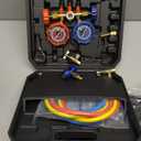 Orion Motor Tech AC Vacuum Pump and Gauge Set, 1/4 hp 3.5 cfm Vacuum Pump Manifold Gauge Kit with 3 Hoses Adapters & Accessories for R134a R12 R22 R502, A/C Vacuum Pump Kit for Auto HVAC Systems