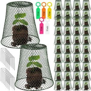 40 Pcs 8 inch Chicken Wire Plant Covers,Wire Garden Cloches Chicken Wire Cloche Plant Protector Metal Heavy Duty Garden Plant Cloche for Keeping Bunnies Chicken Squirrels Birds Other Out (green)