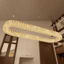 HAIXIANG LED Long Chandeliers for Dining Table Modern Chandelier Dimmable Pendant Lights Crystal Rectangular Glam Lighting Fixtures for Dining Room Kitchen Island Gold, Oval : L40"