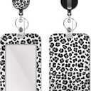 Retractable Badge Holder with Carabiner Reel Clip and Keychain, Multiple Pattern Options, Cute and Fashionable (Snow Leopard)