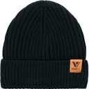 Vgogfly Lined Men Beanie Slouchy Knit Skull Cap Warm Stocking Hats Guys Women Striped Winter Beanie Hat (Black)