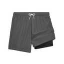 SurfTrak Mens Swim Trunks 5 Inch with Compression Liner Bathing Suit Quick Dry Beach Swim Shorts Lightweight Pockets Grey (Gray, L)