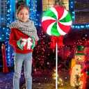 4ft/48in Large Christmas Lollipops Pathway Lights - 6 Modes Peppermint Candy Outdoor Decor - Jumbo Giant Candyland for Outside Landscape Walkway Patio Garden (Red Green White)