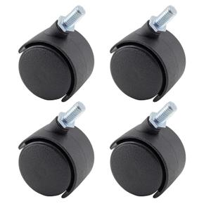 BokWin 4 Pcs 1.5" Plastic Casters Shelving CasterM8 Stem Nylon Furniture Wheel Replacement Threaded Stem Swivel Cart Wheels for Office Chair Commodity Shelf Black Tone Without Brake, Black