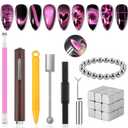 54PCS Cat Eye Nail Magnet Set, EBANKU Cat Eye Gel Nail Polish Magnet for Nails, 3 IN 1 Magnets for Cat Eye Gel Polish, Cat Eye Magnets Sticks Nail Design Tools Nail Art Accessories