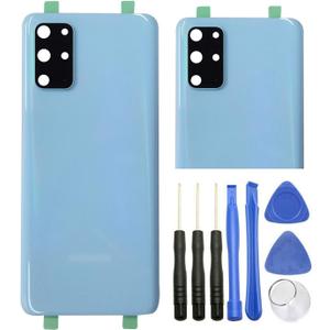 Ubrokeifixit Galaxy S20+,S20 Plus Rear Back Glass Cover Replacement for Samsung Galaxy S20+ G985 6.7",S20+ 5G G986,Pre-Cut Tape(NOT for S20 6.2",NOT for S20 Ultra 6.9") (Blue+Camera Lens)