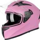 CUTEY Full Face Motorcycle Helmet - DOT Certified, Lightweight, Dual Visor, Ventilated - for Adults Men & Women (Pink, XL)