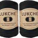 3mm Premium Polyester Macrame Cord 2 Skein (2x147 Yards) 100% Polypropylene Premium Macrame Rope,Yarn Crochet Macrame Bag Craft for Wall Hangers, Bags, Bottom Plates, Carpets(Black)