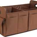 AOKJOY Car Trunk Organizer, Brown, Foldable, Non-slip, Adjustable, Multiple Compartments, 600D Oxford Cloth Material