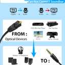 eSynic 192kHz DAC Converter 2M/6FT Cable Long Optical to 3.5mm Adapter Aluminum Alloy Shell from HDTV/Blu-Ray/Gaming Console to 3.5MM Audio Speaker [Can Not Connect Soundbar] [No Surround Sound] (Portable)