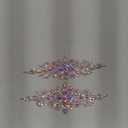 FINGERINSPIRE 2PCS Rhinestone Applique Patches (Silver, 9.5x3.7 inch) Glitter AB Color Crystal Rhinestone Iron On Patches Flower Wedding Belt Applique Hotfix Patches for Women Bridal Dress