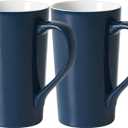 20 OZ Simple Pure Blue Mug (Set of 2) Plain Large Tall Ceramic Milk Tea Coffee Mug with Handle as A Gift for Dad Mom Friends, 2pcs