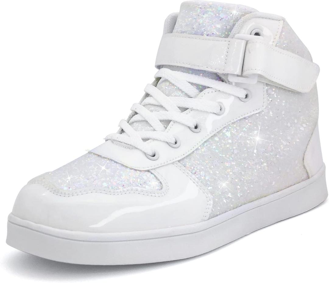 Wooowyet Glitter Shoes Kids High Top Sneakers for Boys Girls Gift Party Birthday Christmas Halloween (13 Little Kid)