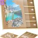 1500 Piece Wooden Jigsaw Puzzle Table - 4 Drawers, Rotating Puzzle Board | 35” X 28” Jigsaw Puzzle Board | Puzzle Cover & Lazy Susan Included - Portable Puzzles Tables for Adults and Kids