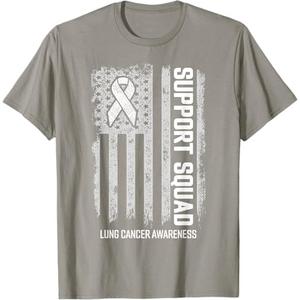 Lung Cancer Shirts Support Squad Lung Cancer Awareness T-Shirt, S/M