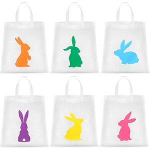 60 Pcs Easter Bags Large Bunny Tote Bulk Eggs Hunt Bags 15" x 16" Reusable Colorful Non Woven Tote for Gifts Goodies Party Favors