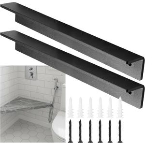 Zonon 2 Pack 16 Inch Floating Shower Bench Corner Brackets 1/4" Thick Heavy-Duty Hidden Countertop Wall Support Brackets for Granite Support Bench Seats Dishwashers Holder Book Shelf Countertop