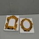 Maitys 15 Pcs Mini Picture Vintage Frames with Stands Tiny Antique Photo Baroque Ornate Resin Oval Frame Table Top Display Home Wedding Decor (Gold)