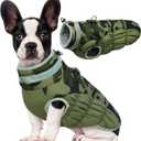 Lelepet Dog Coat Warm Dog Winter Coat Waterproof Dogs Jacket with Harness Built in Reflective Pet Fleece Vest Zip-Up Cold Weather Coats for Medium Dogs Turtleneck & Windproof Dachshund Green Camo Medium
