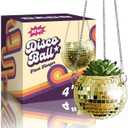 DADO Disco Ball Planter - Disco Planter for Indoor Plants- Disco Ball Plant Hanger - Unique Plant pots - Boho Disco Ball Hanging Planter - Planters for Indoor Plants (Gold, 4")