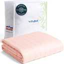 YnM Cooling Weighted Blanket for Adults, 10lbs Heavy Bed Throw for One Person of 90lbs, Perfect for Hot Sleepers or Warm Climates with Rayon/Glass Beads(48x72 Inches,Twin/Full Bed, Pink Rose)