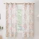 BGment Linen Curtains for Bedroom 63 Inch Length 2 Panels Set Floral Leaf Patterns, Light Filtering Window Privacy Curtains for Living Room Boho Farmhouse Vintage, Each 42 Inch Wide, Terracotta