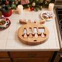 Remerry Christmas Serving Platter Cutting Board Set, Christmas Serving Tray Bamboo Tray and Knife Set Elk Charcuterie Board Platter Food Plate Kitchen Gifts for Cheese Candy Dish Plate Xmas Home Party