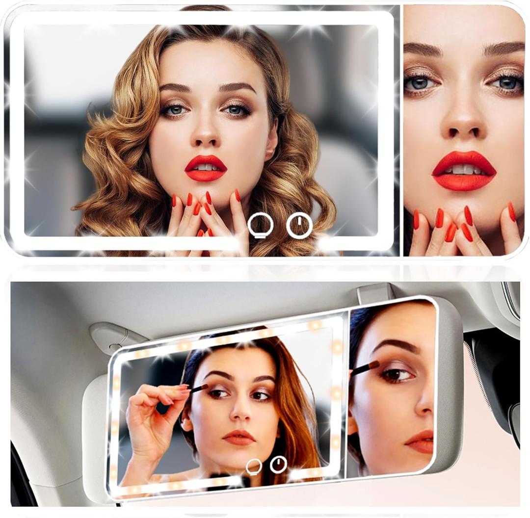 Led Car Sun Visor Vanity Mirror Upgraded Large Vanity Makeup Universal Rear View Mirror for Car Visor
