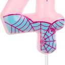 Spider Number Candle, Pink Spider Candle Spider Web Candle Spider Birthday Candles Number Cake Topper Spider Birthday Decorations for Girls Boys Birthday Party Halloween Decor (4)