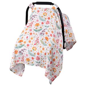 Metplus Muslin Carseat Cover for Babies,Breathable Infant Carseat Cover Lightweight Baby Carrier Cover for Girls Boys, Fit Spring Summer/Hot Days/Warm Weather (Colorful flowers)