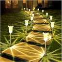 DenicMic Solar Lights Outdoor Pathway Lights 3000K LED Waterproof Acrylic Lamp Head Stainless Steel Stake for Yard Garden Landscape Path Walkway Driveway Patio Lawn (Warm White 10Pack)